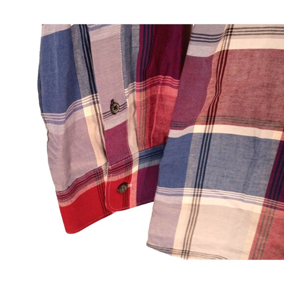 Izod Men's Long Sleeve Button Up Cotton Twill Plaid Shirt Size L Preppy  NWT - Picture 4 of 15